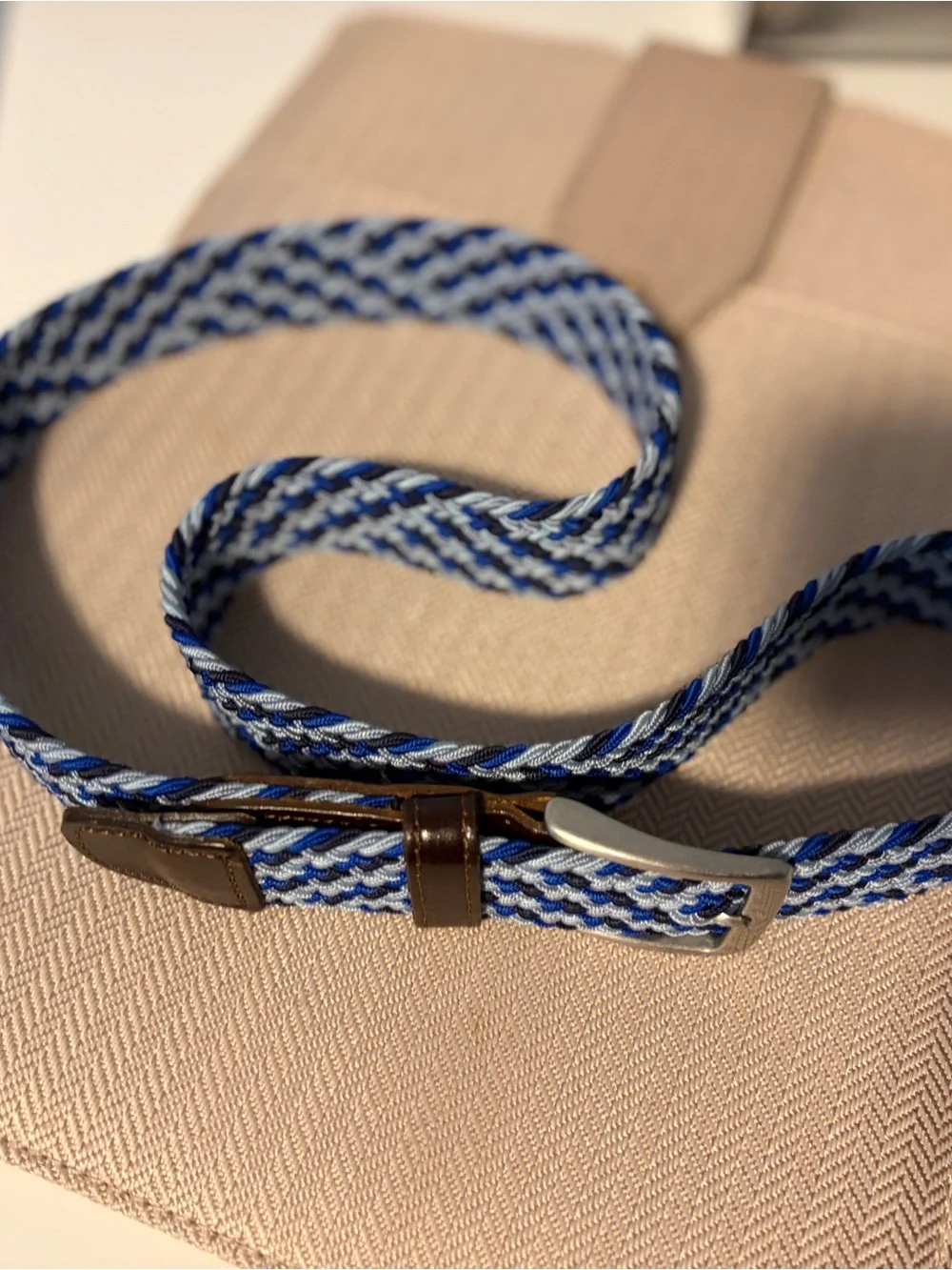 Lands' End Elastic Braided Blue & White Women's Belt